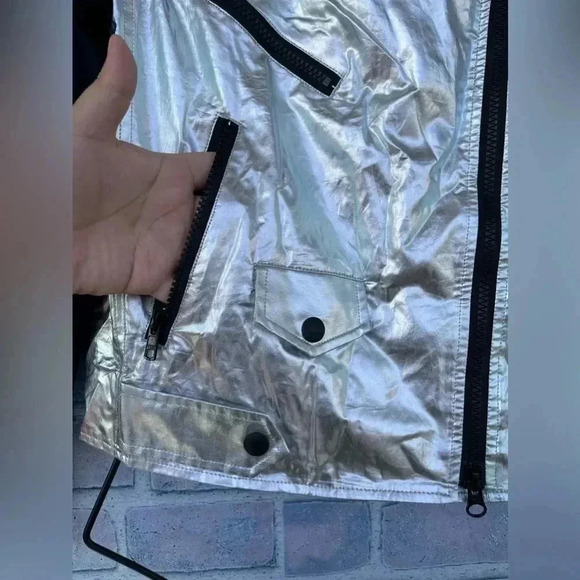 Rebecca Minkoff moto jacket with a striking foil finish small - Picture 4 of 16